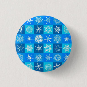 Blue Snowflakes Pattern 3 Cm Round Badge