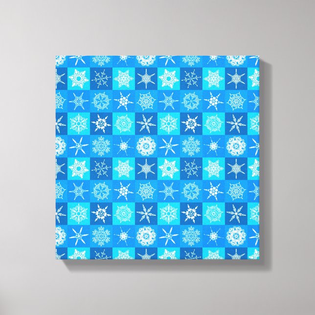 Blue Snowflakes Pattern Canvas Print (Front)