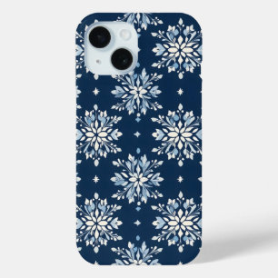 Blue Snowflakes Pattern iPhone 15 Case