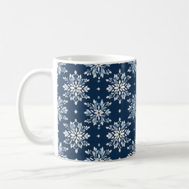 Blue Snowflakes Pattern Coffee Mug (Left)