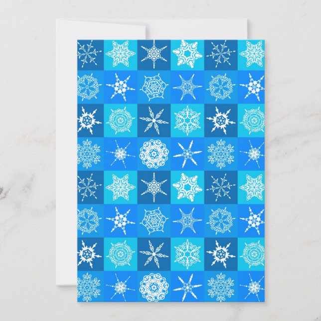 Blue Snowflakes Pattern Holiday Card (Front)