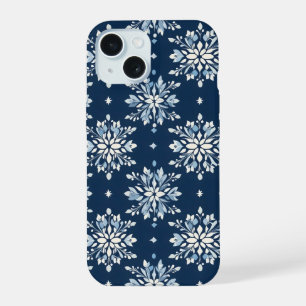 Blue Snowflakes Pattern iPhone 15 Case