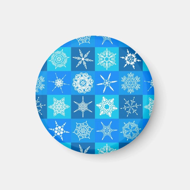 Blue Snowflakes Pattern Magnet (Front)