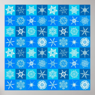 Blue Snowflakes Pattern Poster
