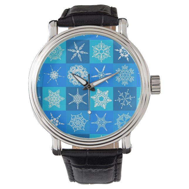 Blue Snowflakes Pattern Watch (Front)