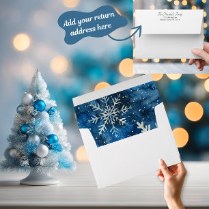 Blue Snowflakes Return Address  Envelope
