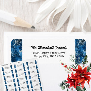 Blue Snowflakes Return Address label