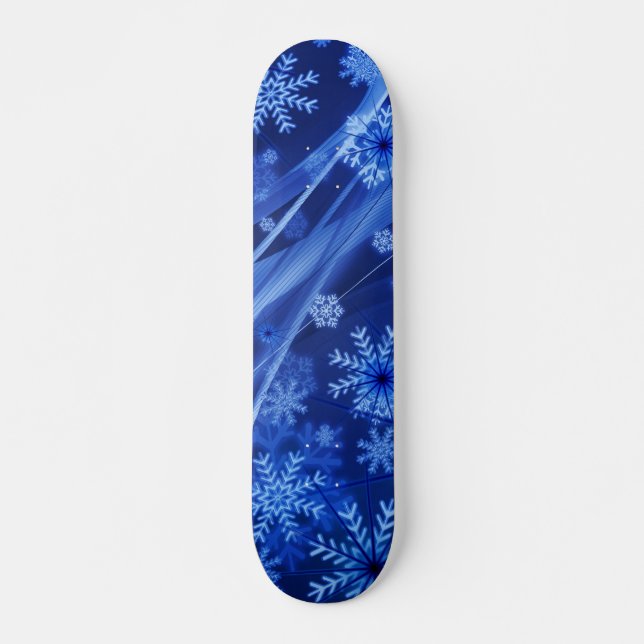 Blue Snowflakes Skateboard (Front)