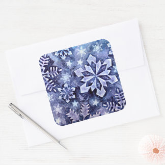 Blue Snowflakes  Square Sticker