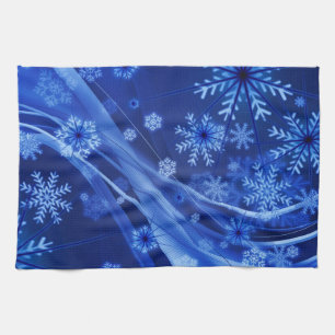 Blue Snowflakes Tea Towel
