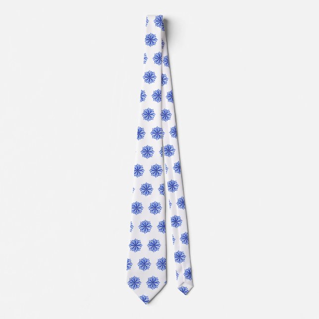 Blue  Snowflakes Tie (Front)