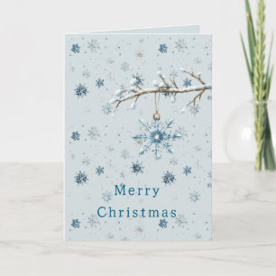 Blue Snowflakes Tree Branch Christmas Card