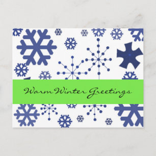 Blue Snowflakes Warm Winter Greetings Postcard