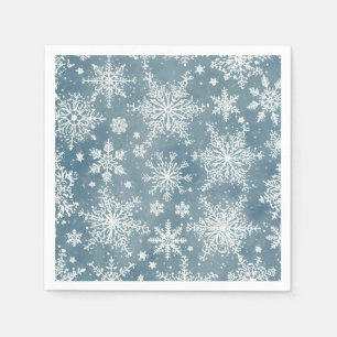 Blue Snowflakes Watercolor Winter Holiday Napkin