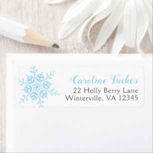Blue Snowflakes Winter Baby Boy Shower Address