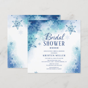 Blue Snowflakes Winter Bridal Shower Invitation