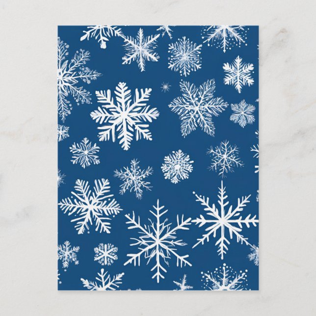 Blue Snowflakes Winter Postcard (Front)