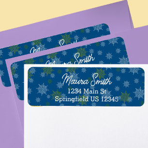 Blue snowflakes winter return address
