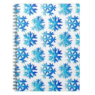 Blue Snowflakes Winter Watercolor Pattern Notebook
