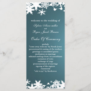 blue snowflakes winter wedding program programme