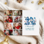 Blue Snowman 8 Photo  First Christmas Holiday Card<br><div class="desc">Celebrate your little one’s first holiday season with this cheerful winter design featuring a blue plaid number,  adorable snowman,  and scattered candy canes and gifts. Customise it with your baby's photo and birth details to create a keepsake that brings charm and magic to your holiday memories.</div>