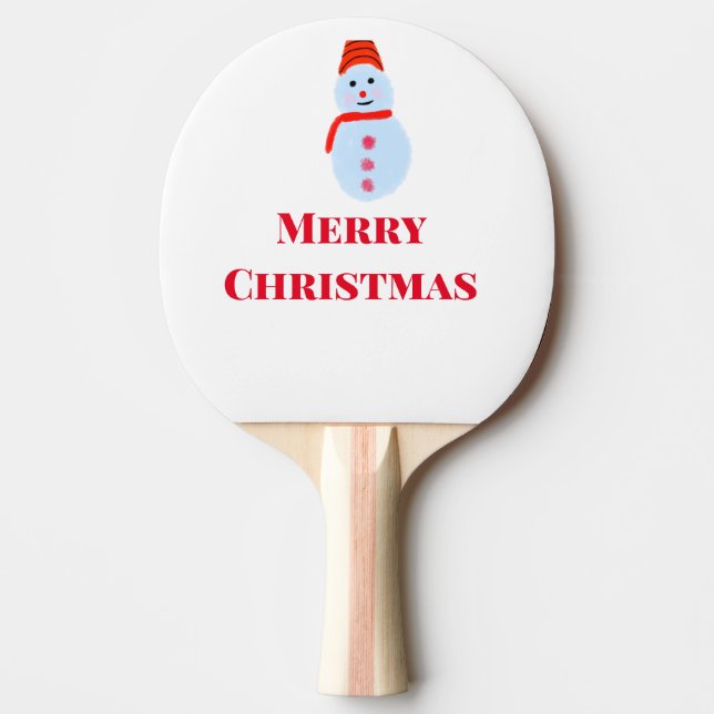 Blue snowman Christmas merry Christmas add name te Ping Pong Paddle (Front)