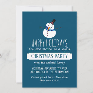 Blue Snowman, Christmas Party Invitation