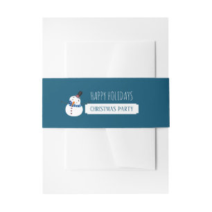 Blue Snowman, Christmas Party Invitation Belly Band
