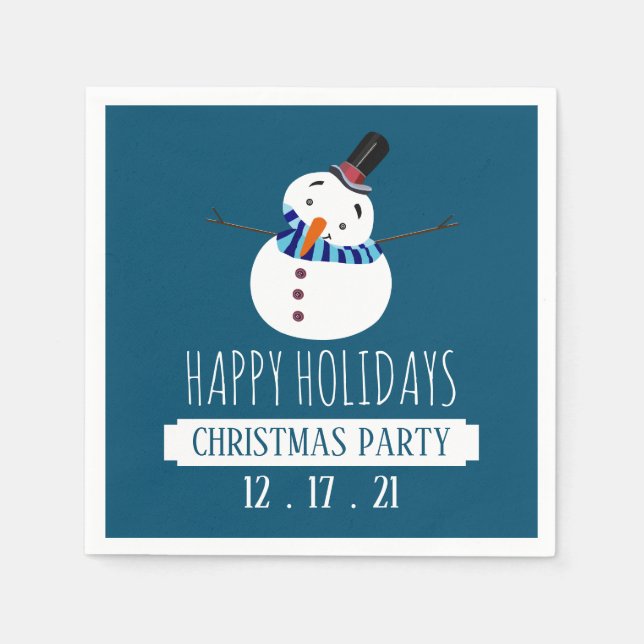 Blue Snowman, Christmas Party Napkin (Front)