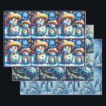 Blue Snowman Christmas Tree Baubles Decoupage Wrapping Paper Sheet<br><div class="desc">Mexican Folk Art Snowmen Snowman Snow People
Please follow me; I create new designs and products daily!
Feel free to contact me with your design needs.</div>