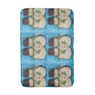 Blue Snowman Family Bath Mat