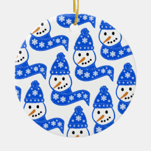Blue Snowman Ornament