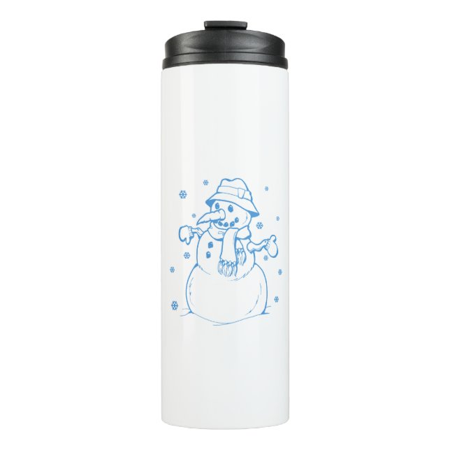 Blue snowman thermal tumbler (Front)