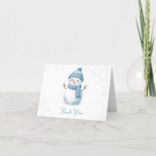 Blue Snowman Winter Baby Shower Thank You Card