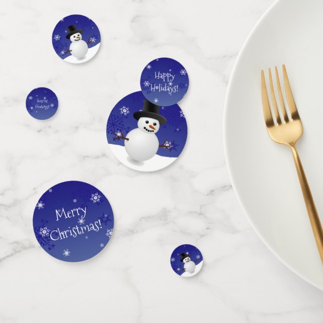 Blue Snowman Winter Scene Christmas Table Confetti (Group)