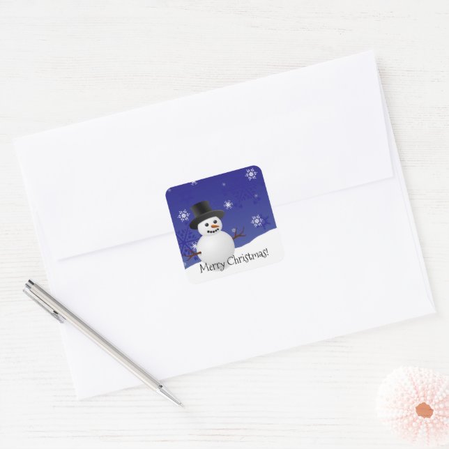 Blue Snowman Winter Scenery Christmas Sticker (Envelope)