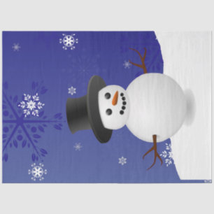 Blue Snowman Winter Scenery Christmas Tissue Paper