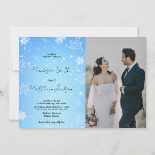 Blue Snows Wedding Invitations with photo