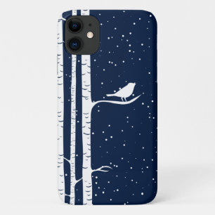 Blue Snowy Birch Trees iPhone 11 Case