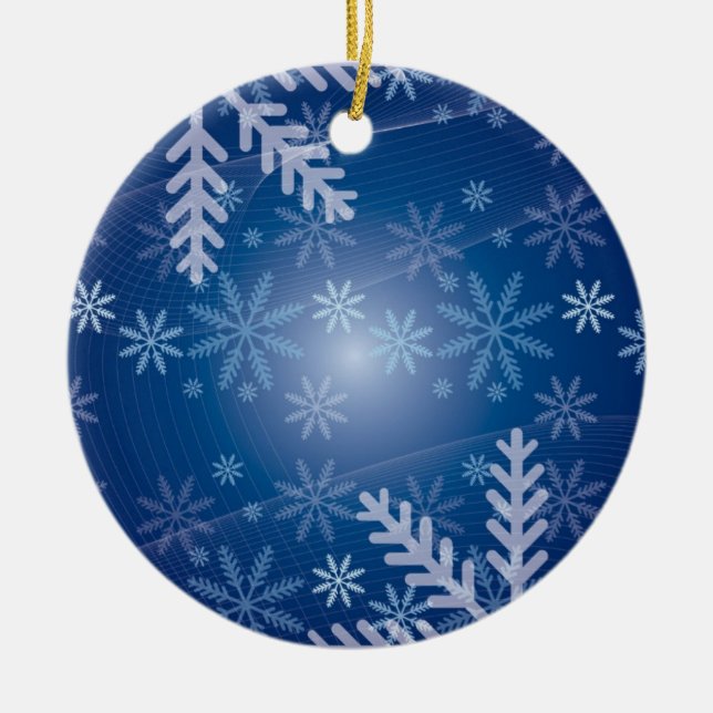 blue snowy christmas ornament (Front)