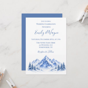 Blue Snowy Mountains Wedding Celebration Invitation