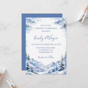 Blue Snowy Mountains Wedding Celebration Invitation