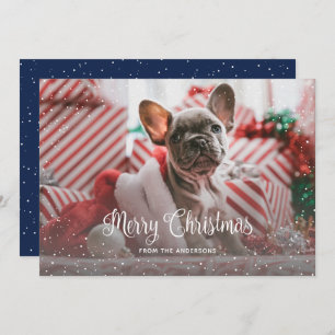 Blue Snowy Photo Christmas Cards