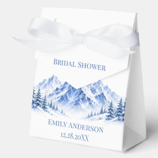 Blue Snowy Watercolor Mountains Bridal Shower Favour Box