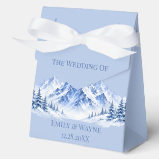 Blue Snowy Watercolor Mountains Wedding Favour Box