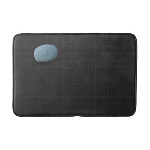 Blue Soap on Black Tile Bath Mat