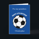 Blue Soccer 11th Birthday Card<br><div class="desc">A blue soccer 11th birthday card for grandson, son, godson, etc.. You will be able to easily personalise the front of this soccer sport birthday card with his name. The inside card message and the back of the card can also be edited. This personalised eleventh birthday card for him would...</div>