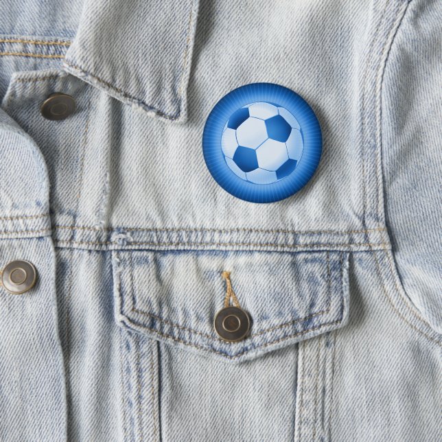 Blue Soccer Ball 6 Cm Round Badge (In Situ)
