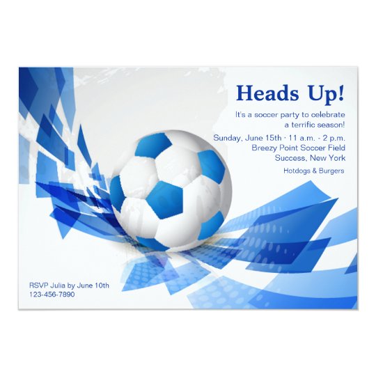 Blue Soccer Ball Party Invitation