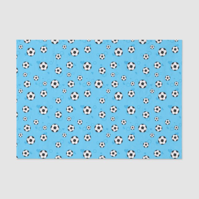 Blue Soccer Ball Pattern Tissue Paper (Front)